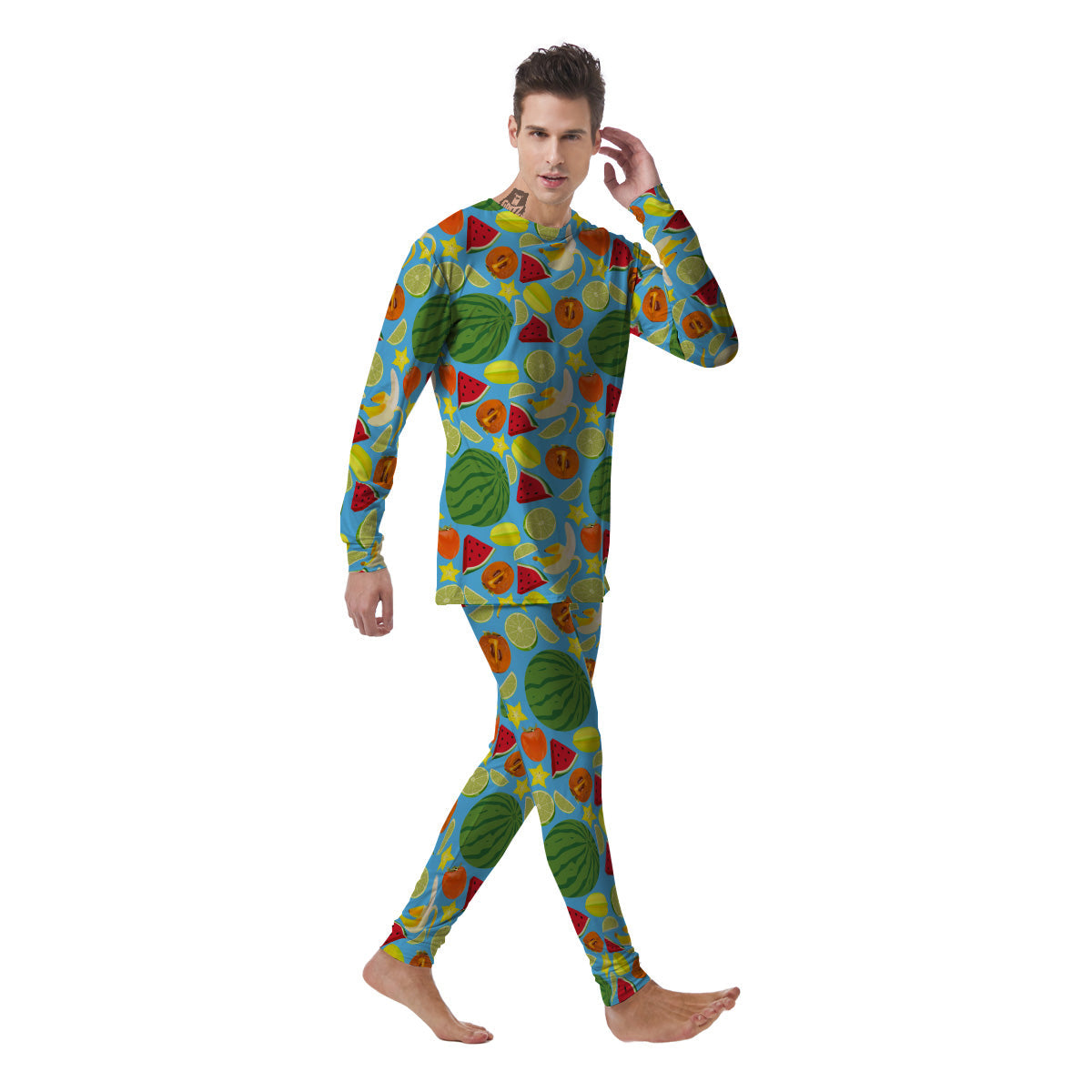 Fruits Depicting Print Pattern Men's Pajamas-grizzshop