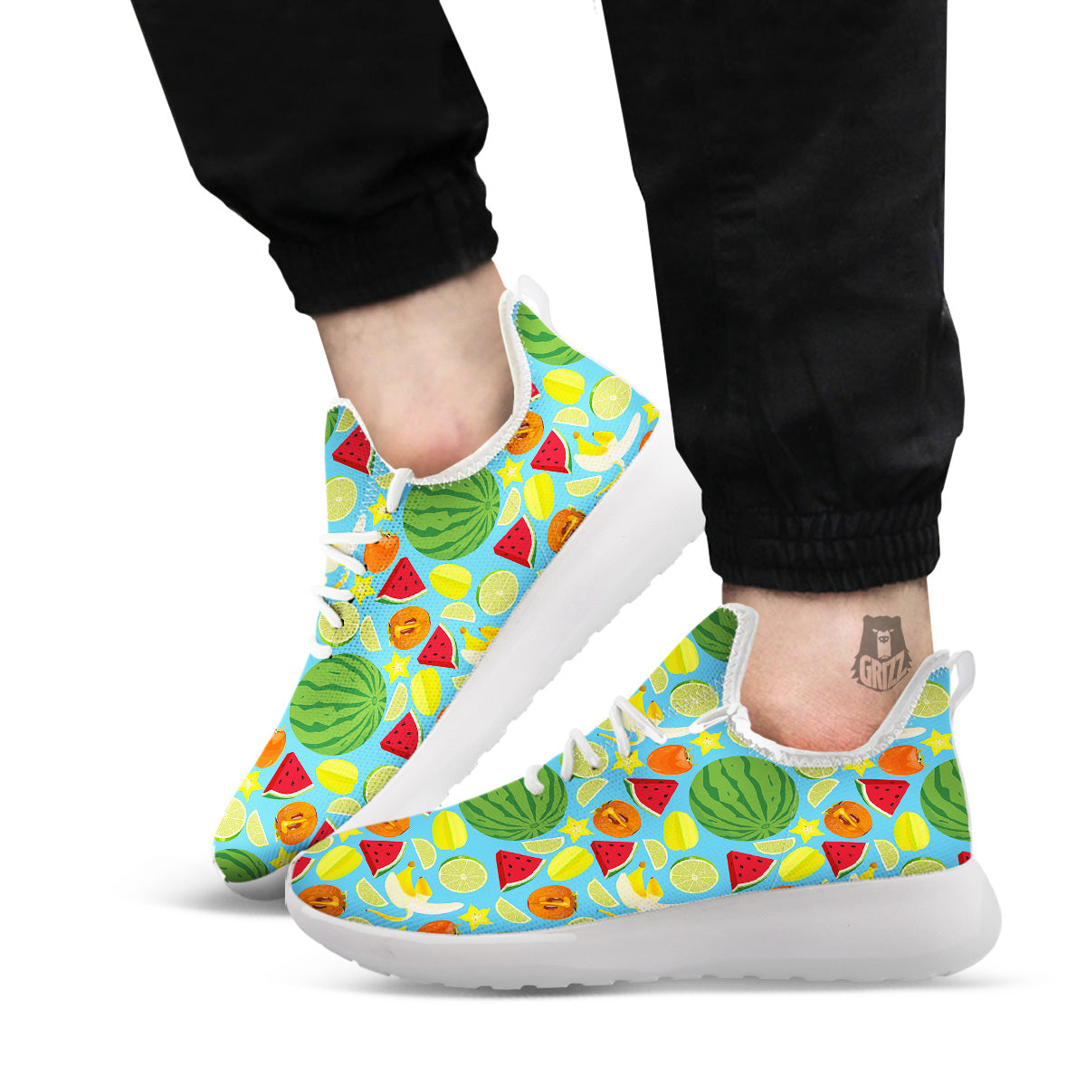 Fruits Depicting Print Pattern White Athletic Shoes-grizzshop