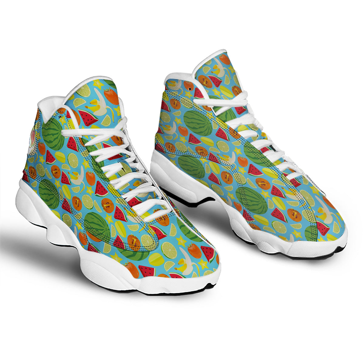 Fruits Depicting Print Pattern White Basketball Shoes-grizzshop