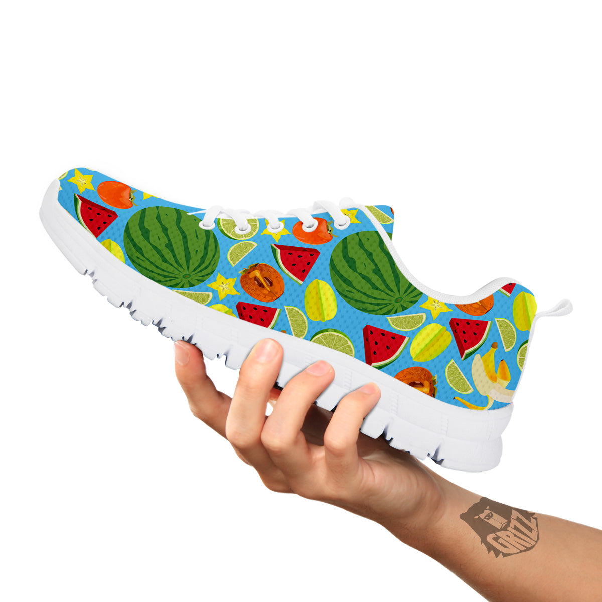 Fruits Depicting Print Pattern White Sneaker-grizzshop