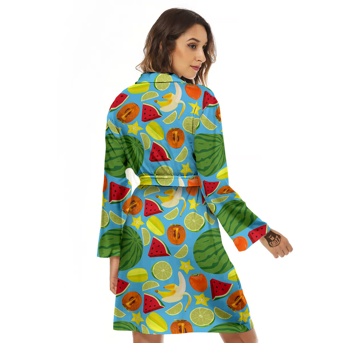 Fruits Depicting Print Pattern Women's Robe-grizzshop