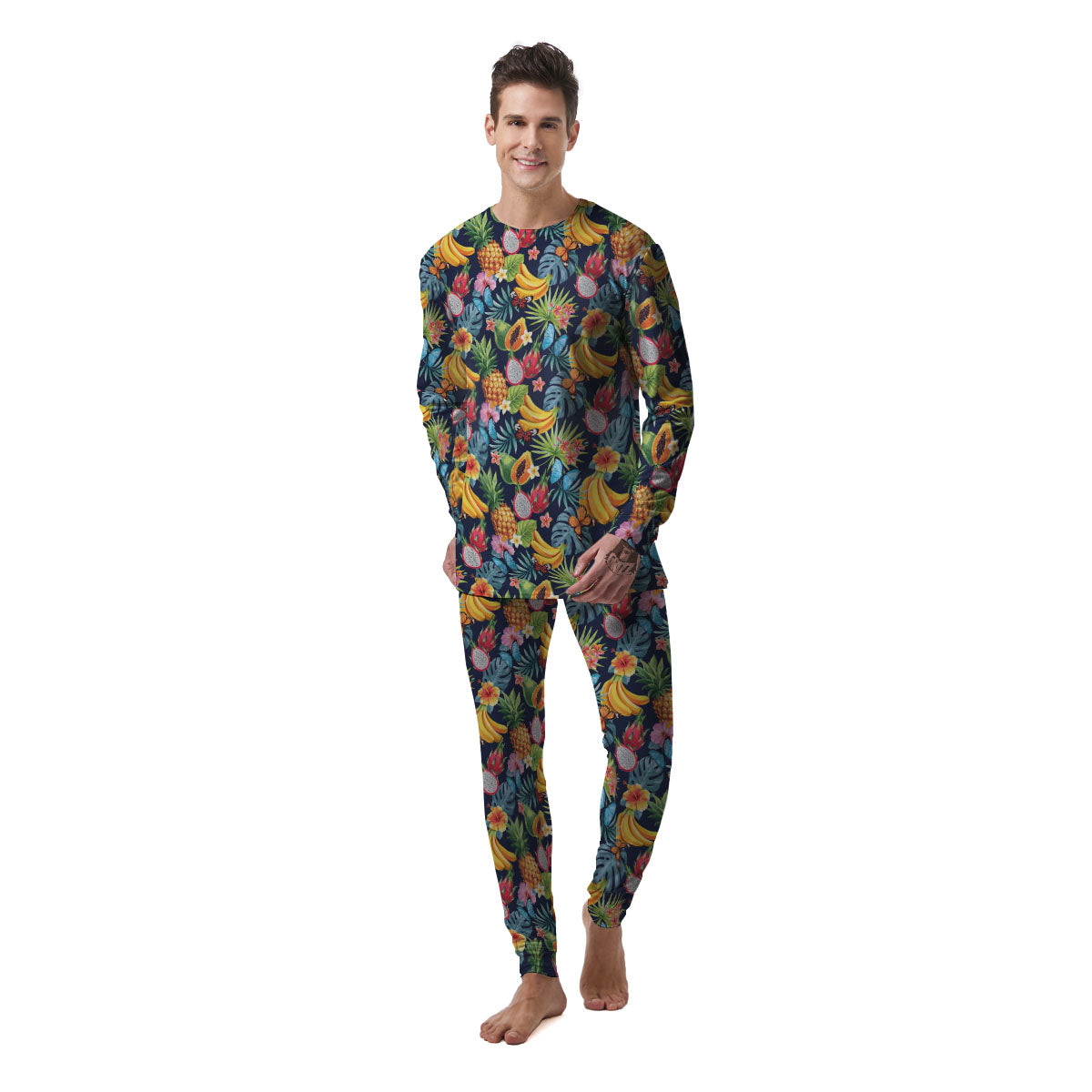 Fruits Hawaiian Tropical Print Pattern Men's Pajamas-grizzshop