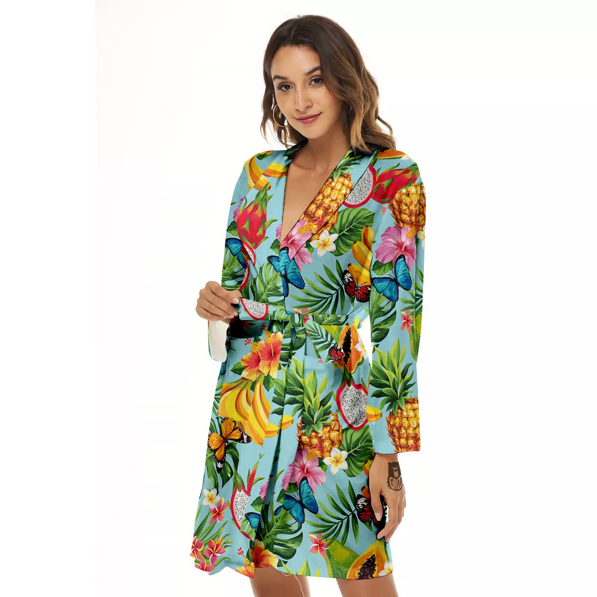 Fruits Jungle Tropical Print Pattern Women's Robe