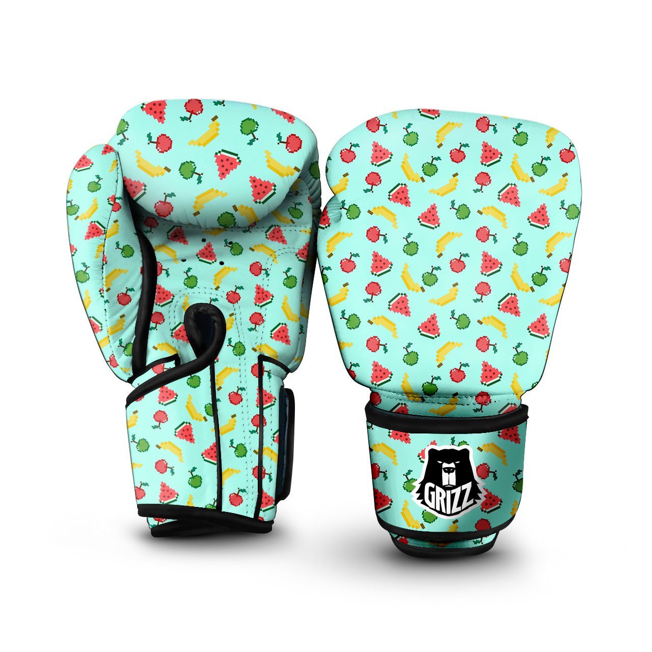 Fruits Pixel Print Pattern Boxing Gloves-grizzshop