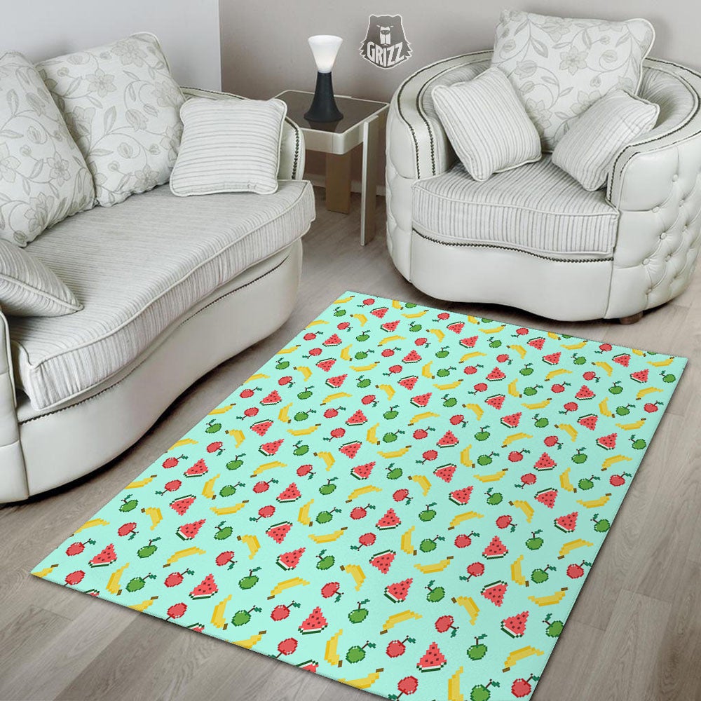 Fruits Pixel Print Pattern Floor Mat-grizzshop