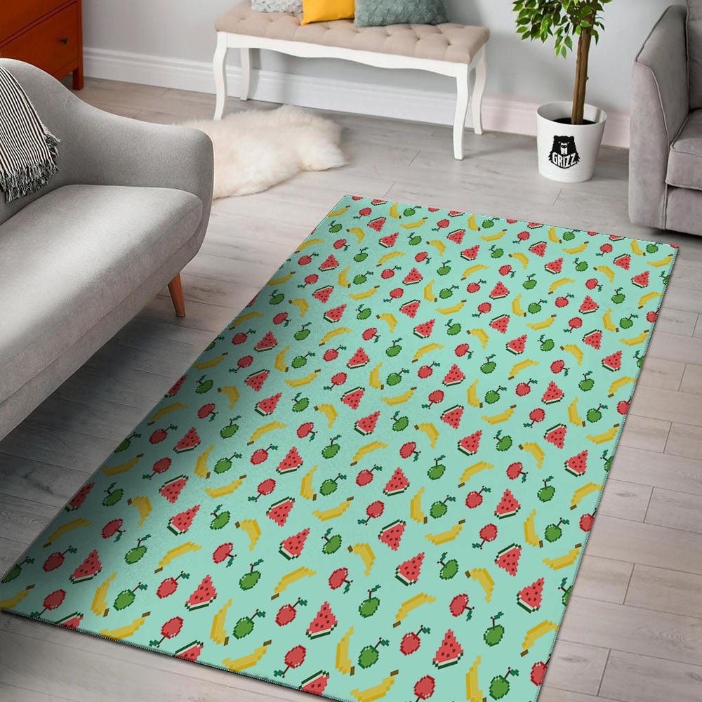 Fruits Pixel Print Pattern Floor Mat-grizzshop
