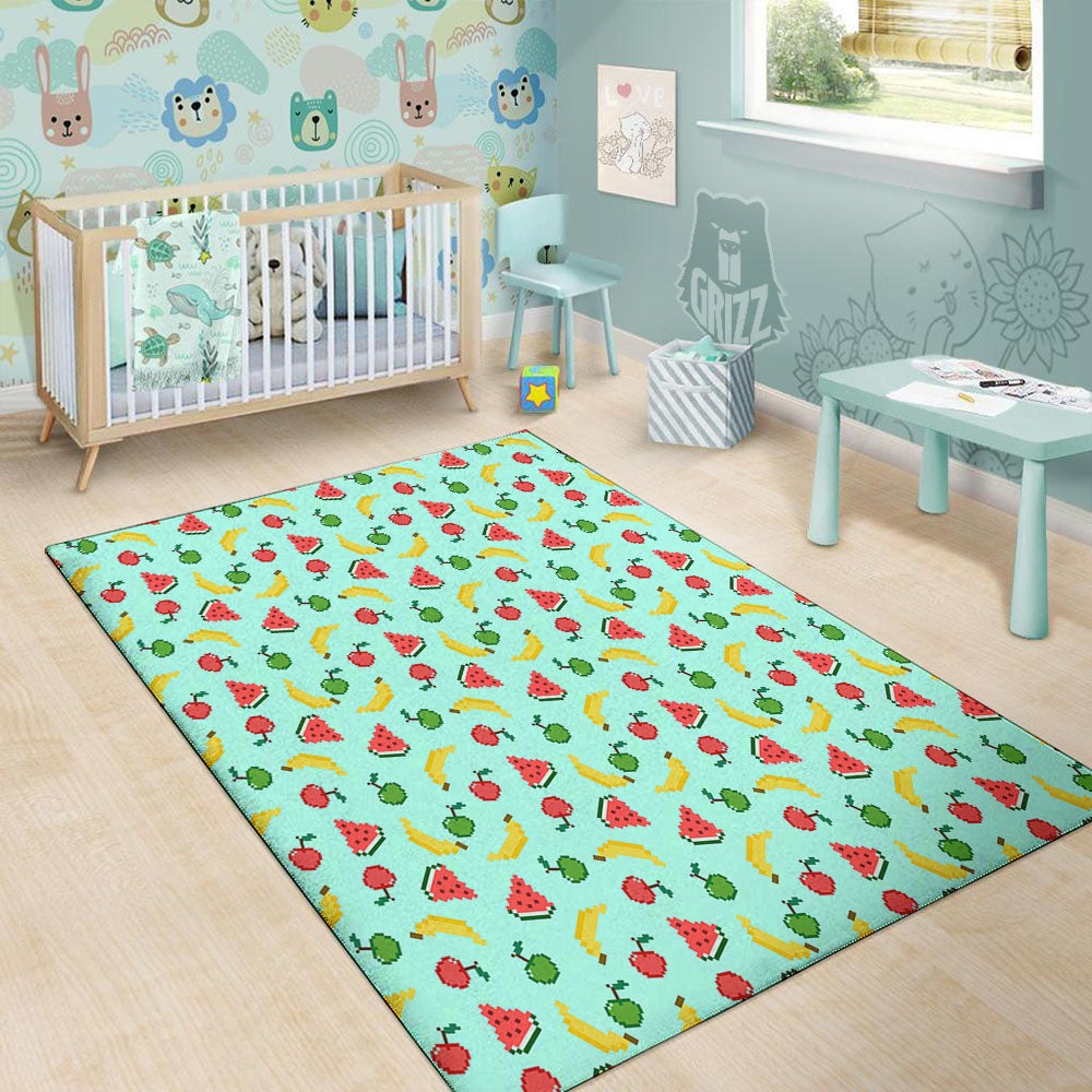 Fruits Pixel Print Pattern Floor Mat-grizzshop