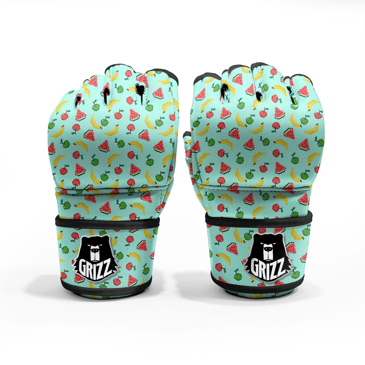 Fruits Pixel Print Pattern MMA Gloves-grizzshop
