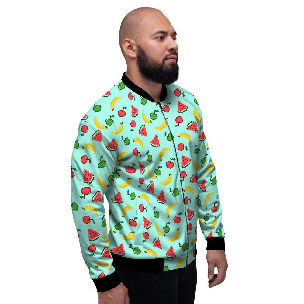 Fruits Pixel Print Pattern Men's Bomber Jacket-grizzshop