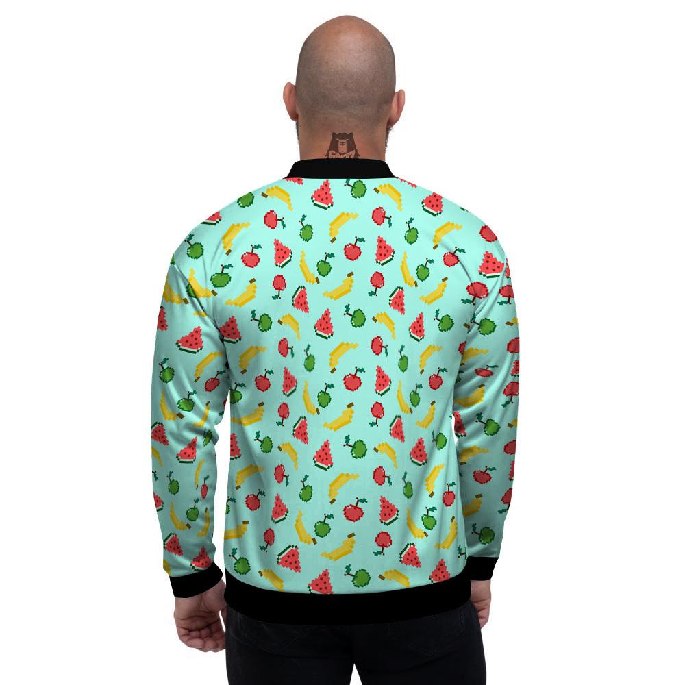 Fruits Pixel Print Pattern Men's Bomber Jacket-grizzshop