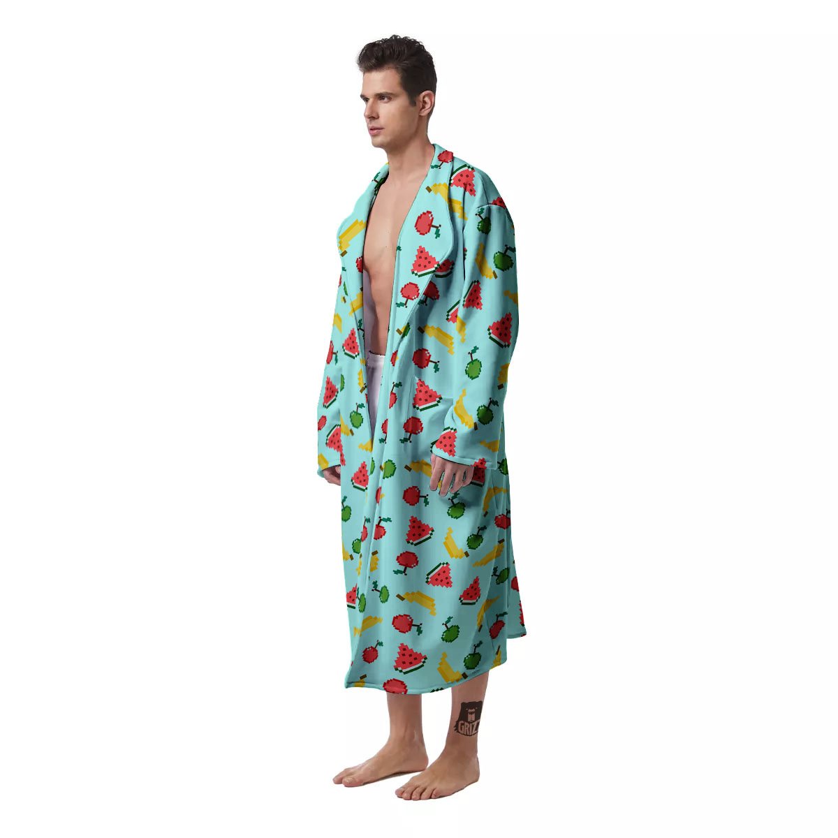Fruits Pixel Print Pattern Men's Robe-grizzshop