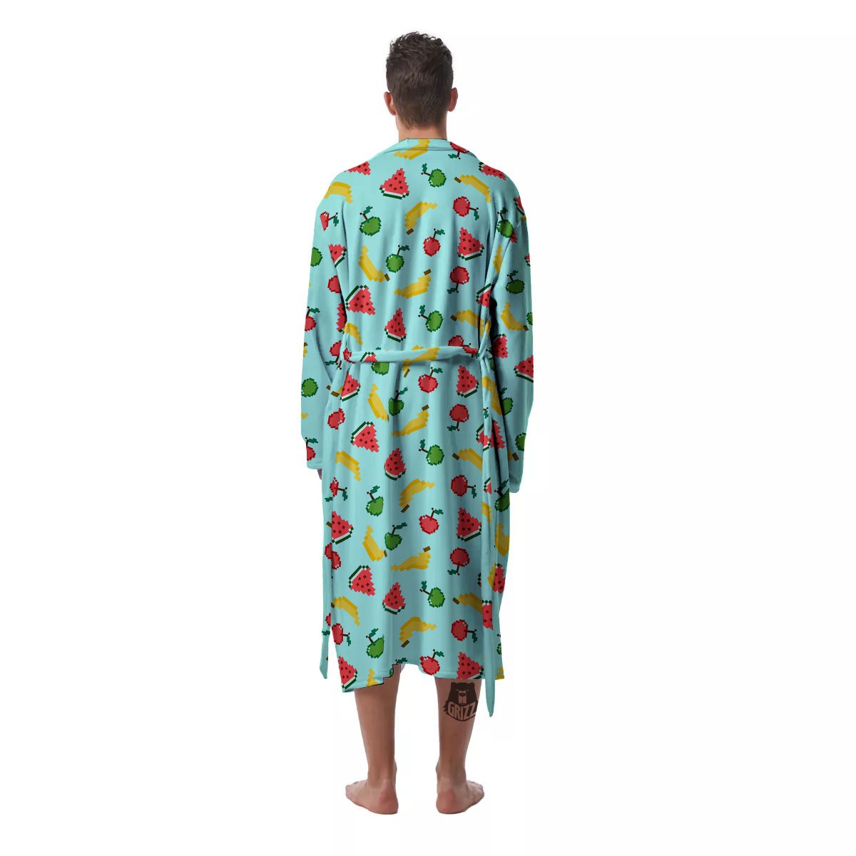 Fruits Pixel Print Pattern Men's Robe-grizzshop