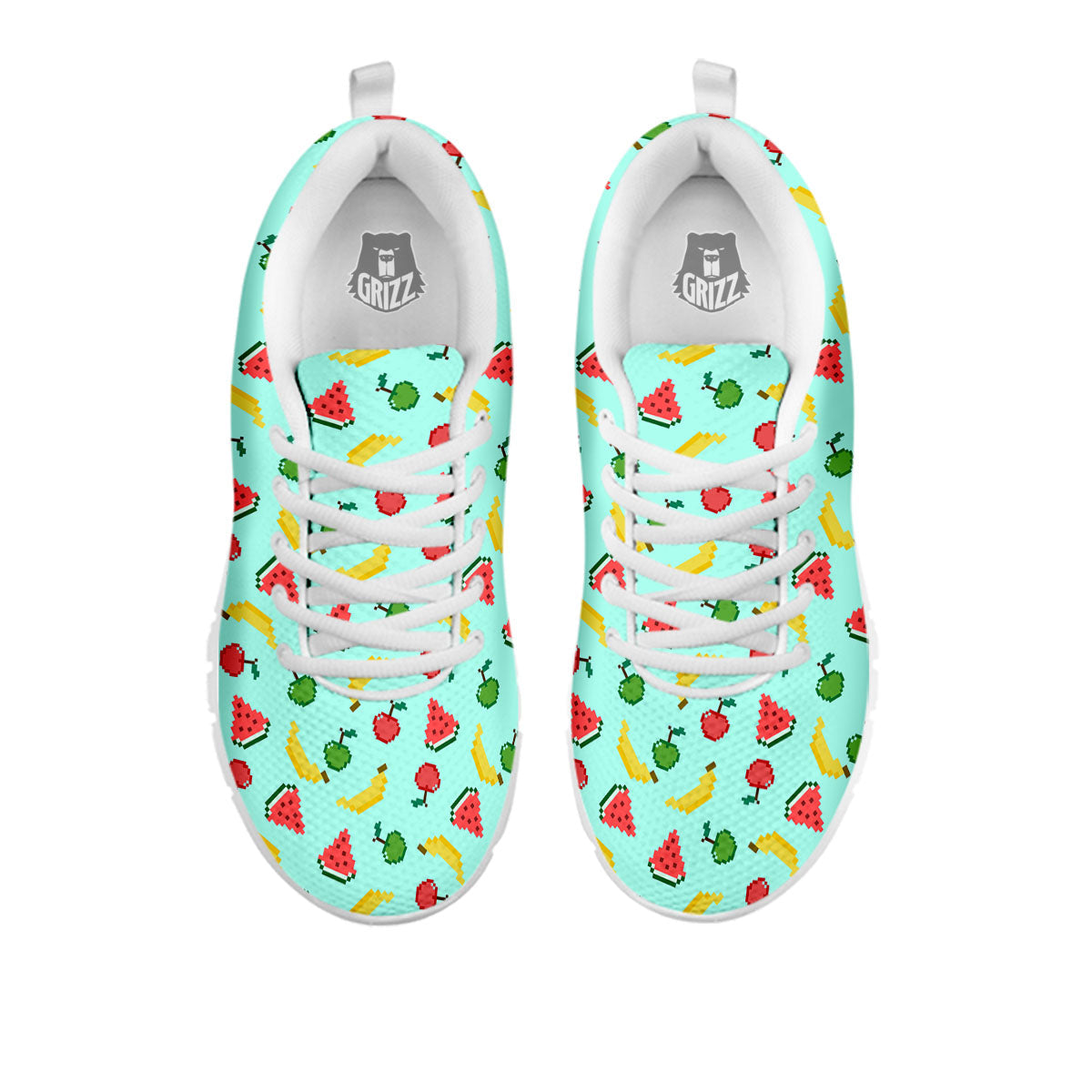 Fruits Pixel Print Pattern White Sneaker-grizzshop