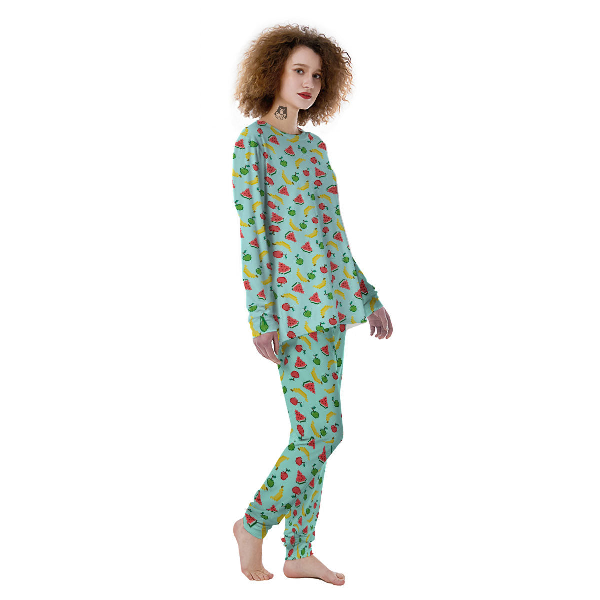 Fruits Pixel Print Pattern Women's Pajamas-grizzshop