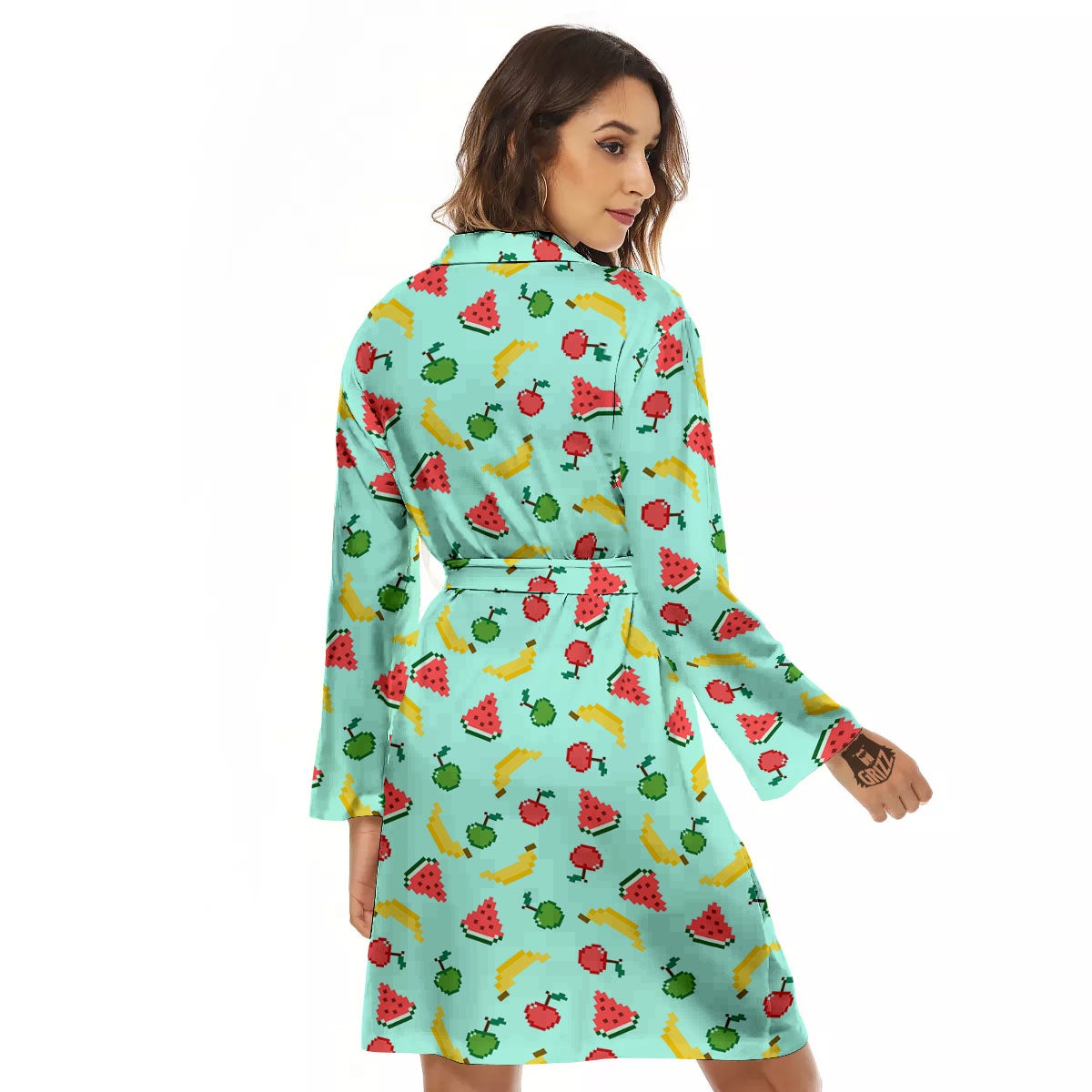 Fruits Pixel Print Pattern Women's Robe-grizzshop