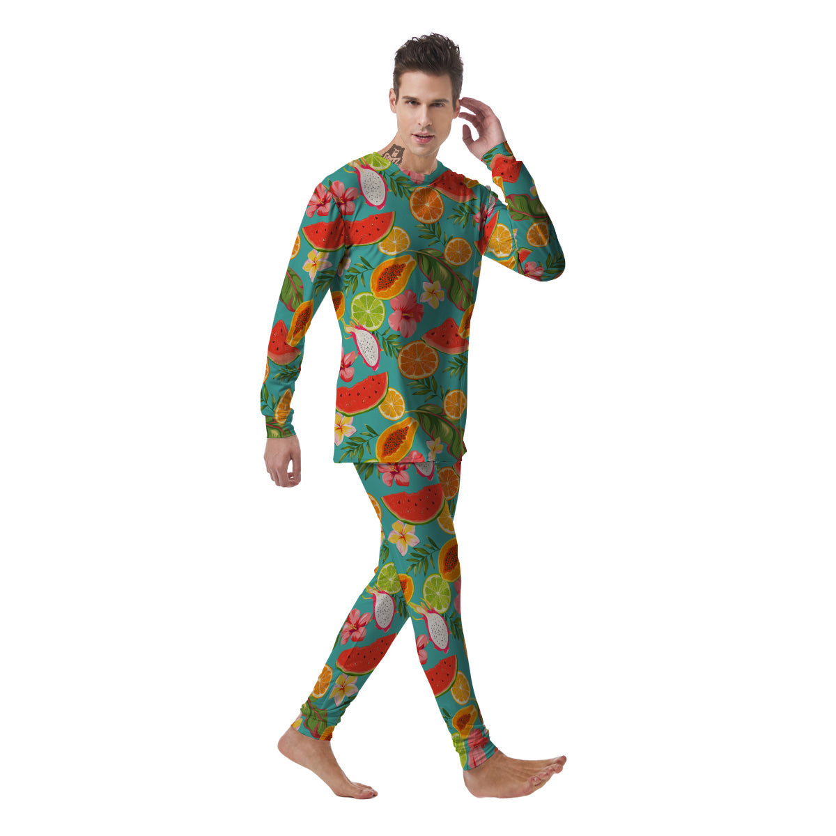 Fruits Tropical Paradise Print Pattern Men's Pajamas-grizzshop