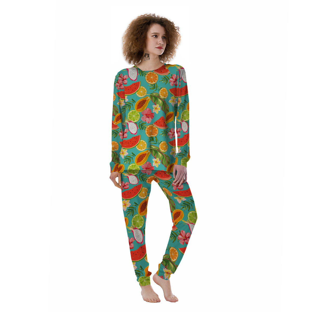 Fruits Tropical Paradise Print Pattern Women's Pajamas-grizzshop