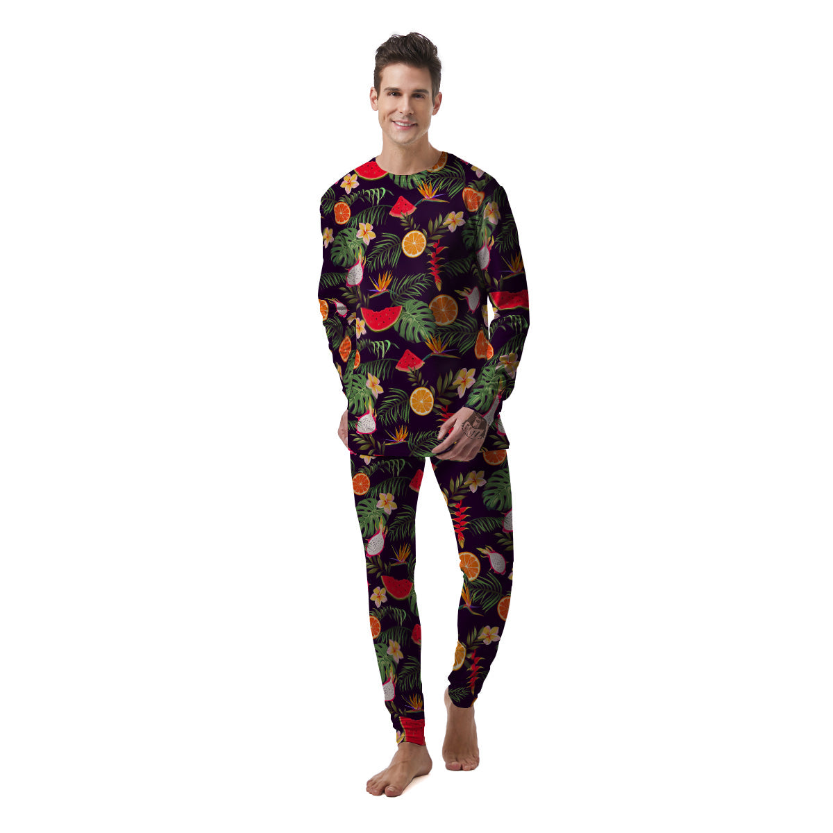 Fruits Tropical Print Pattern Men's Pajamas-grizzshop