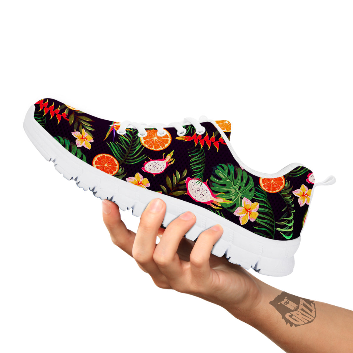 Fruits Tropical Print Pattern White Sneaker-grizzshop
