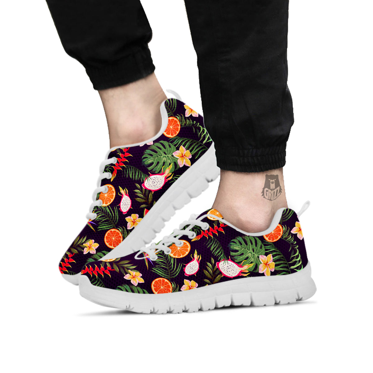 Fruits Tropical Print Pattern White Sneaker-grizzshop