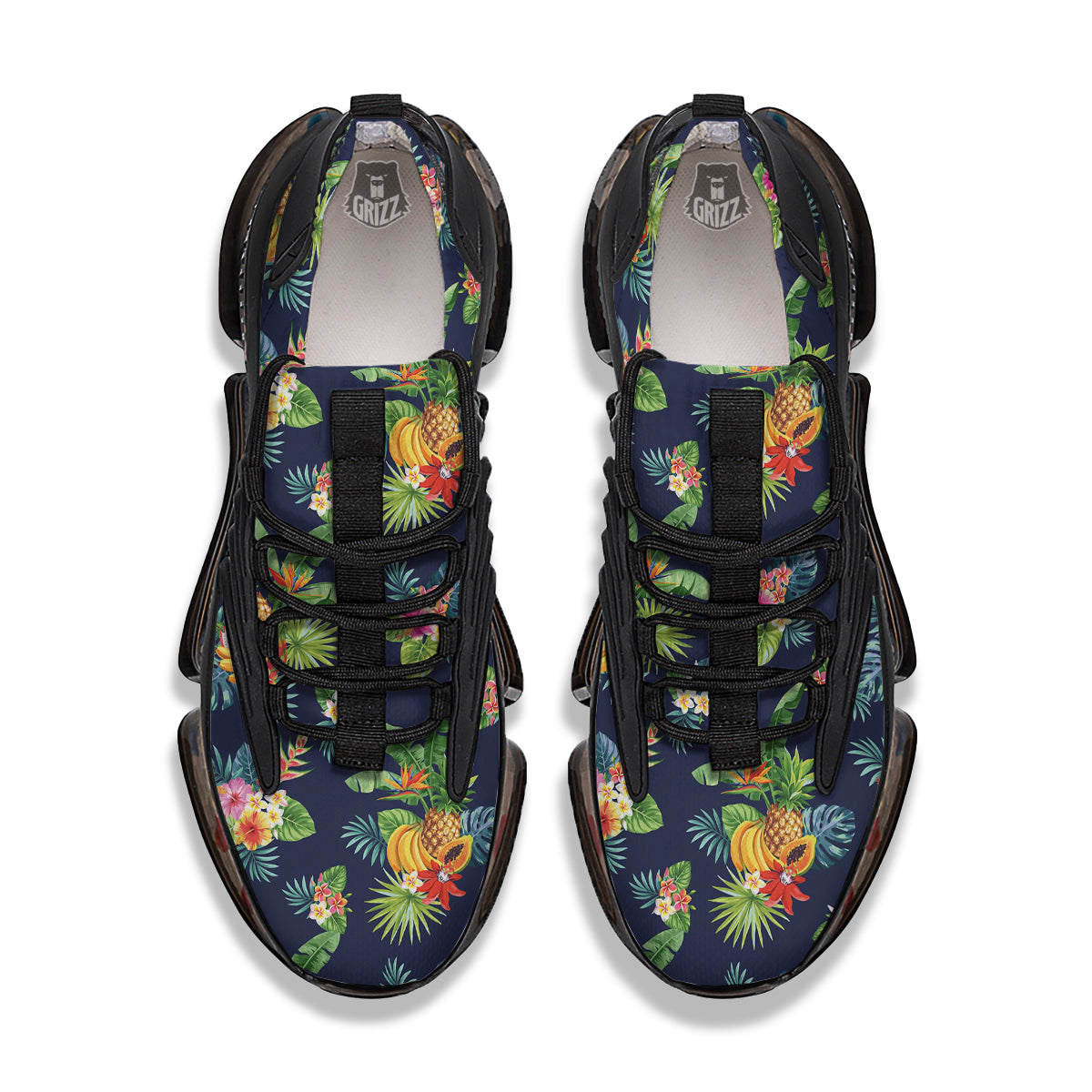 Fruits Tropical Vintage Print Pattern Black Gym Shoes-grizzshop