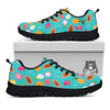 Fruits Turquoise Hawaiian Print Pattern Black Sneaker-grizzshop