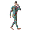 Fruits Turquoise Hawaiian Print Pattern Men's Pajamas-grizzshop