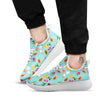 Fruits Turquoise Hawaiian Print Pattern White Athletic Shoes-grizzshop