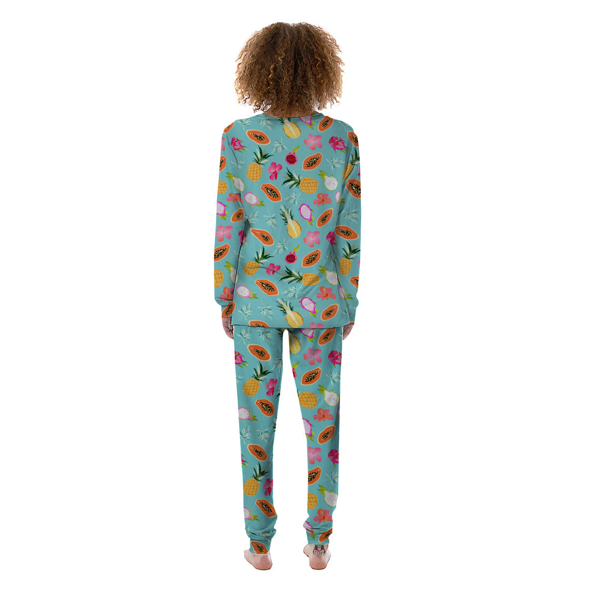 Fruits Turquoise Hawaiian Print Pattern Women's Pajamas-grizzshop