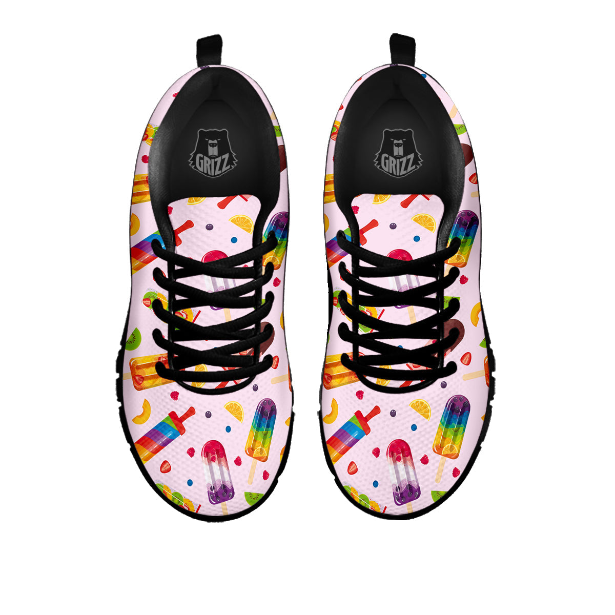 Fruity Ice Cream Print Pattern Black Sneaker-grizzshop