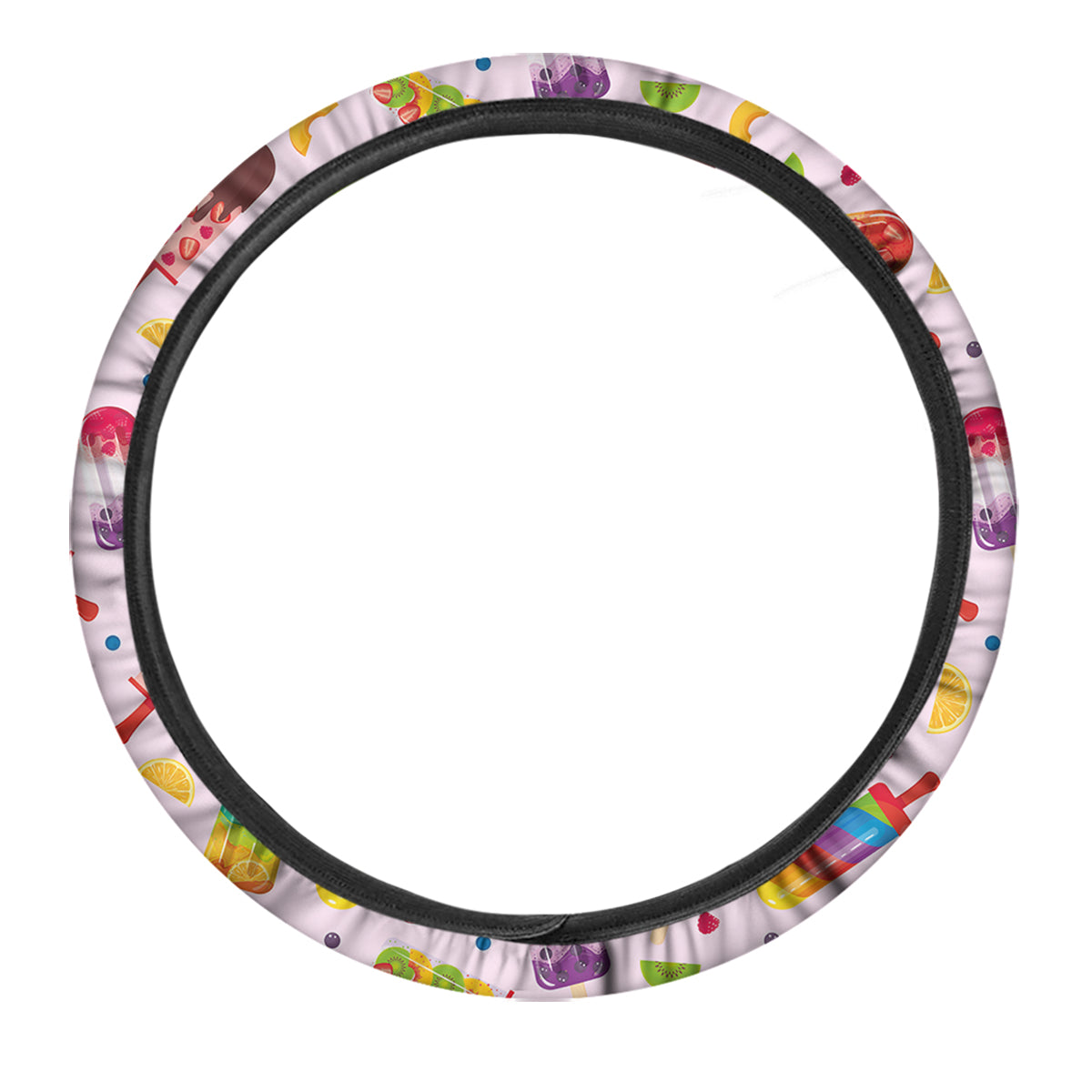 Fruity Ice Cream Print Pattern Car Steering Wheel Cover-grizzshop