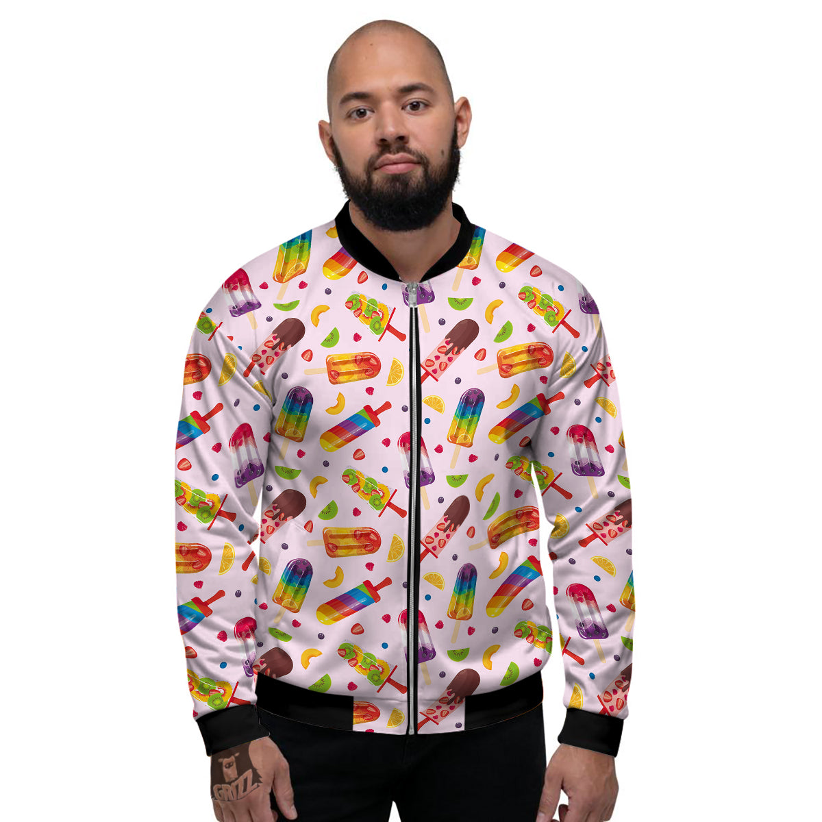 Fruity Ice Cream Print Pattern Men's Bomber Jacket-grizzshop