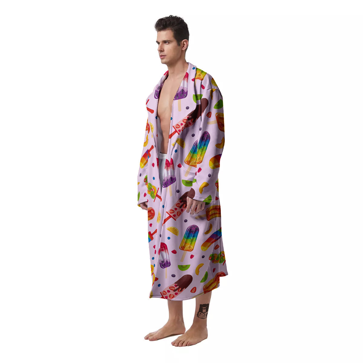 Fruity Ice Cream Print Pattern Men's Robe-grizzshop