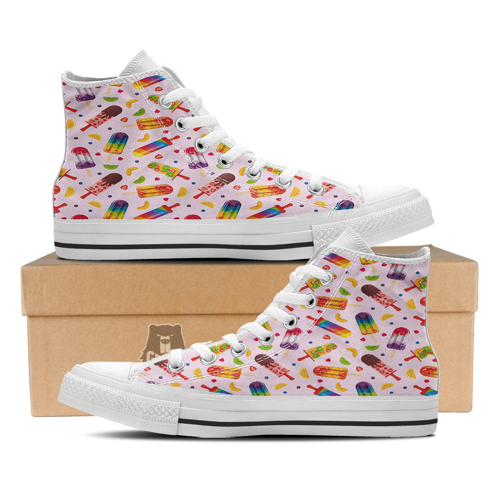 Fruity Ice Cream Print Pattern White High Top Shoes-grizzshop