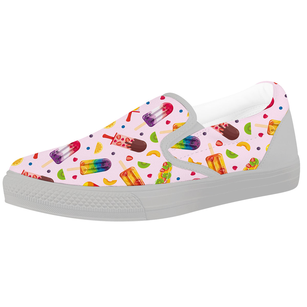 Fruity Ice Cream Print Pattern White Slip On Shoes-grizzshop