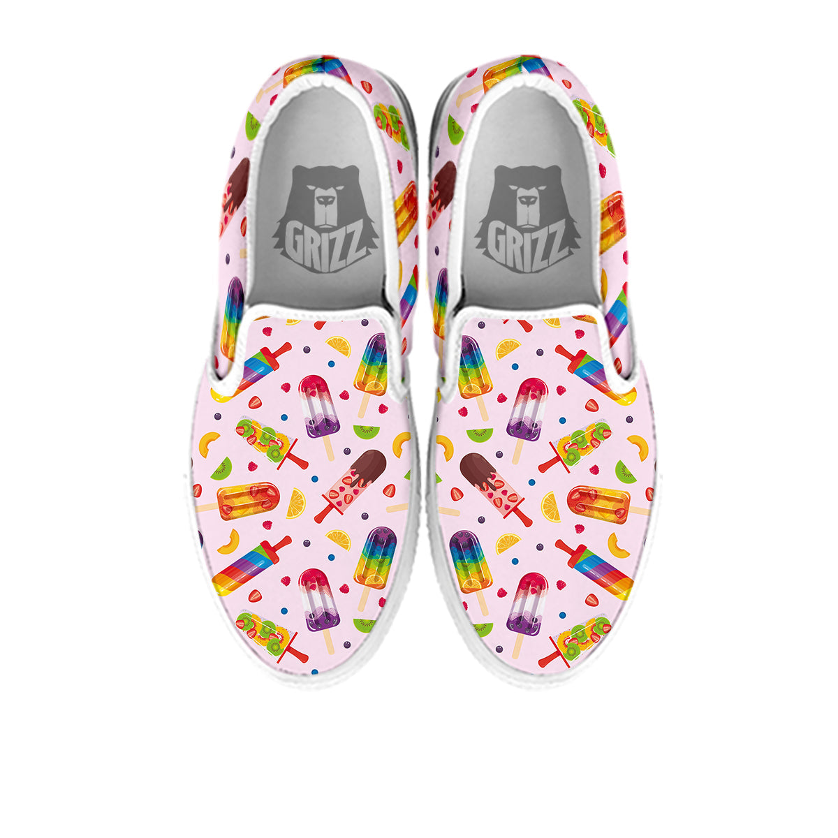 Fruity Ice Cream Print Pattern White Slip On Shoes-grizzshop