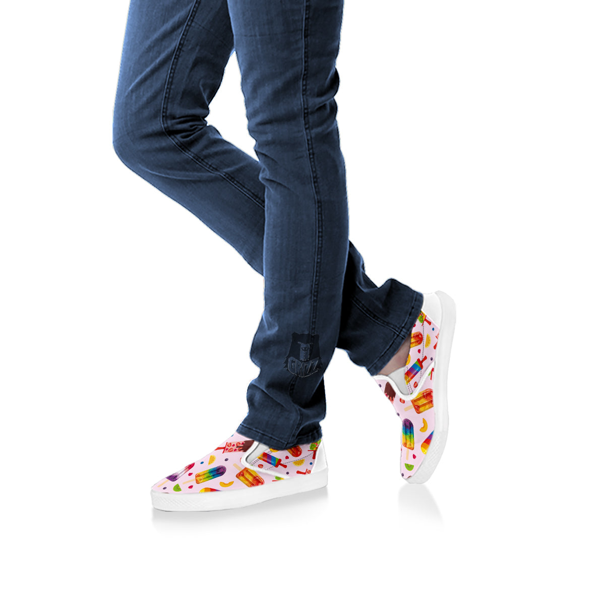 Fruity Ice Cream Print Pattern White Slip On Shoes-grizzshop