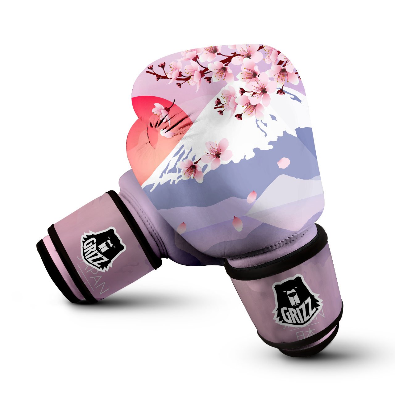 Fuji Mount And Cherry Blossom Print Boxing Gloves-grizzshop