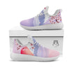 Fuji Mount And Cherry Blossom Print White Athletic Shoes-grizzshop