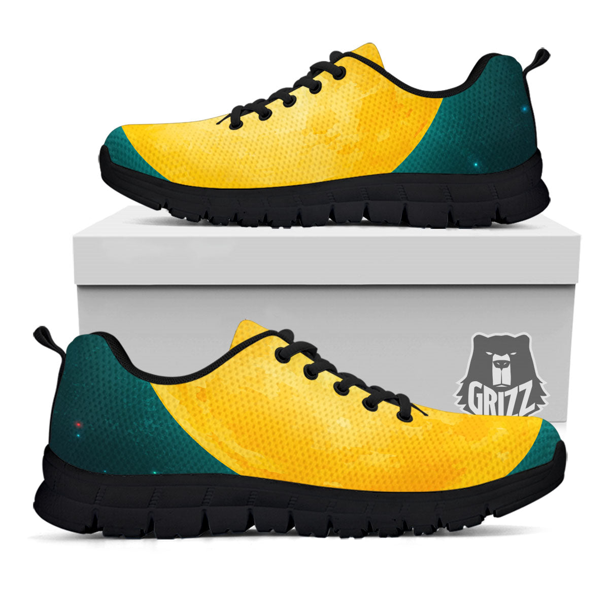 Full Moon Yellow Print Black Sneaker-grizzshop