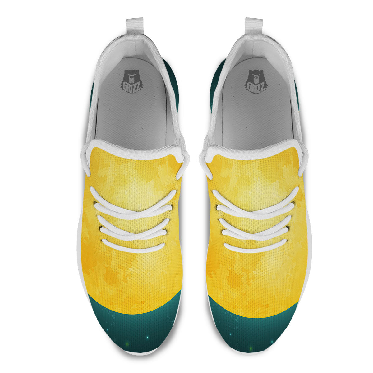 Full Moon Yellow Print White Athletic Shoes-grizzshop