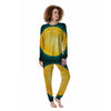 Full Moon Yellow Print Women's Pajamas-grizzshop