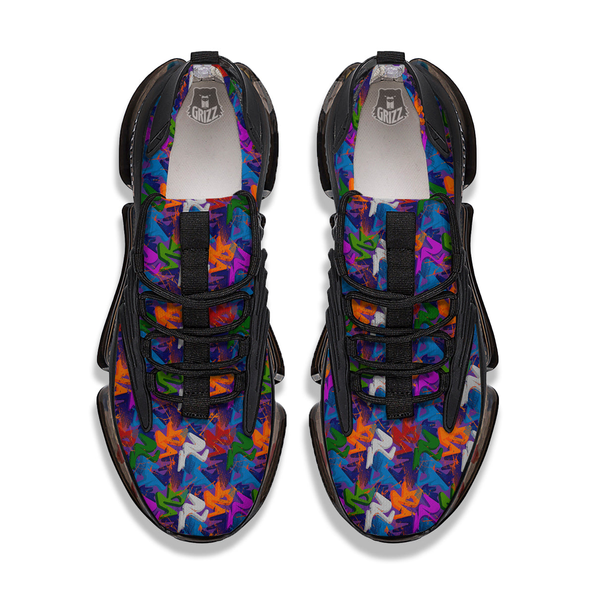 Funky Abstract Print Pattern Black Gym Shoes-grizzshop