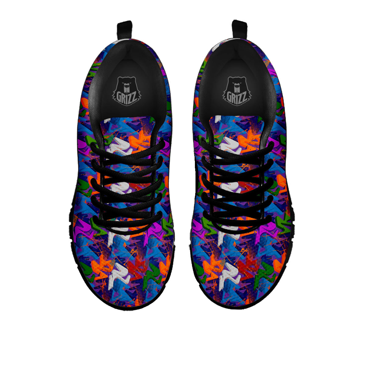Funky Abstract Print Pattern Black Sneaker-grizzshop