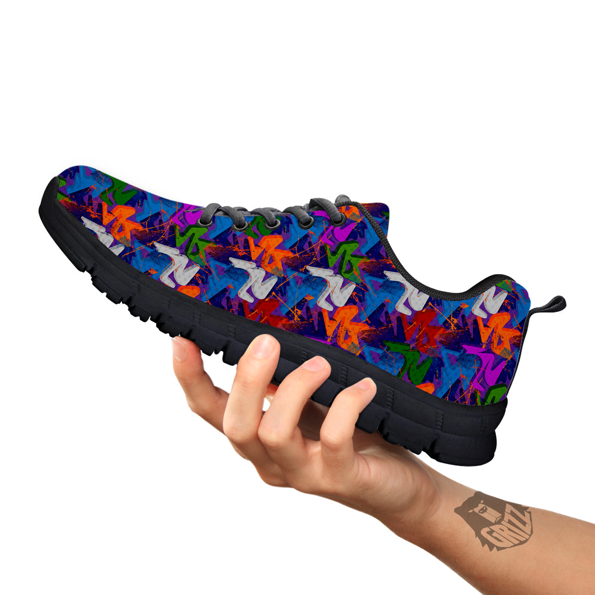 Funky Abstract Print Pattern Black Sneaker-grizzshop