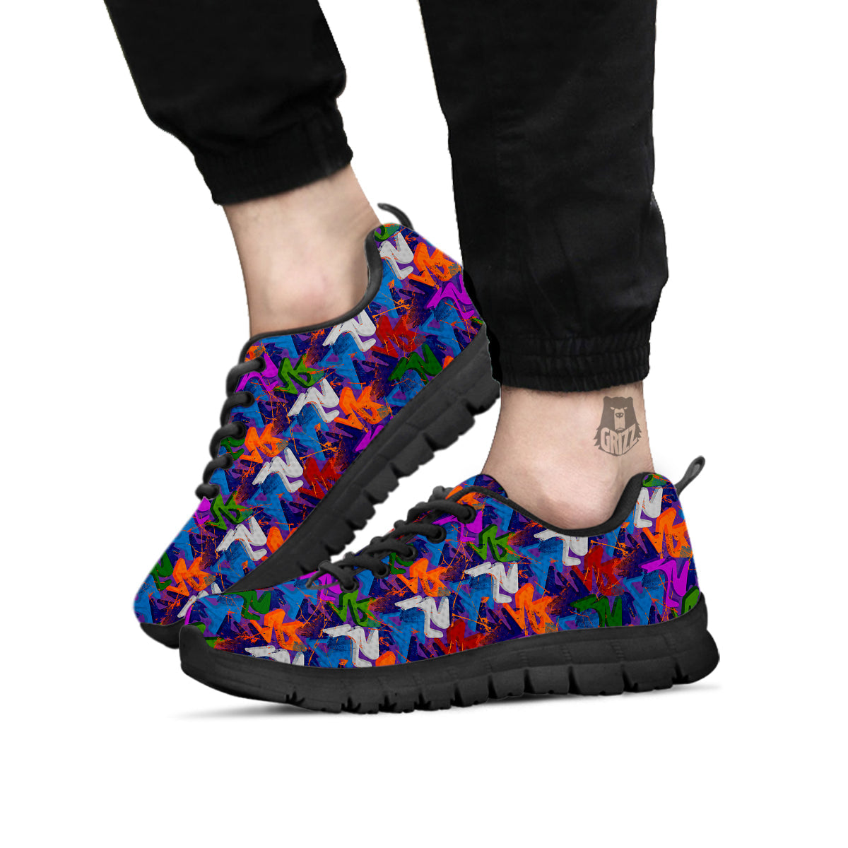 Funky Abstract Print Pattern Black Sneaker-grizzshop