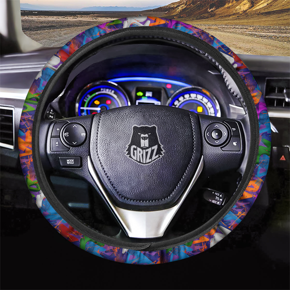 Funky Abstract Print Pattern Car Steering Wheel Cover-grizzshop