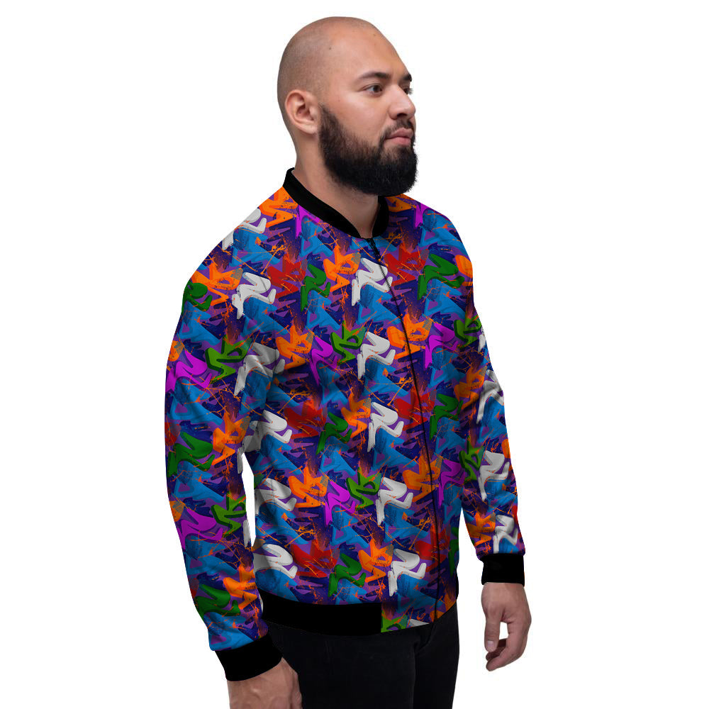 Funky Abstract Print Pattern Men's Bomber Jacket-grizzshop