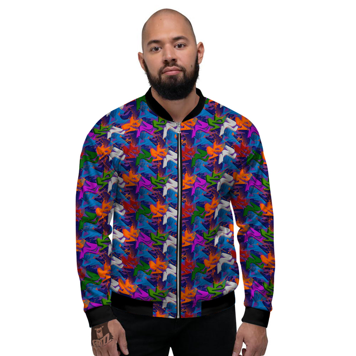 Funky Abstract Print Pattern Men's Bomber Jacket-grizzshop