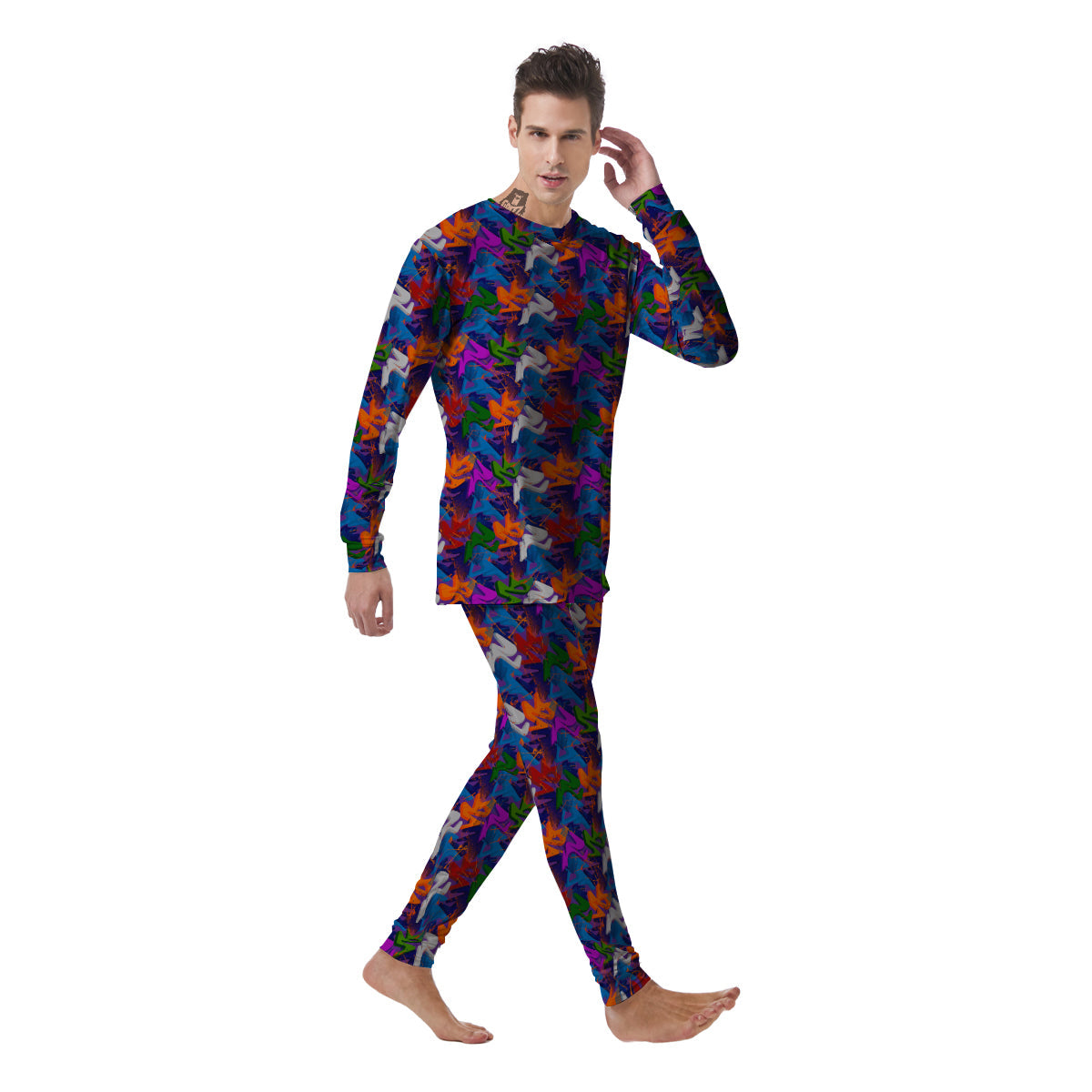 Funky Abstract Print Pattern Men's Pajamas-grizzshop